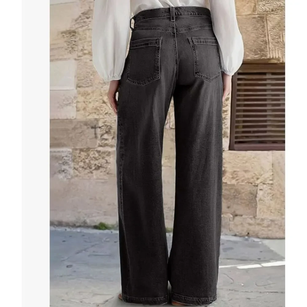 NEW Flamingals Black Wide Leg Jeans Size Small High Rise Stretch Denim NWT